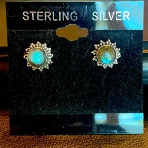 Labradorite sterling silver stud earrings